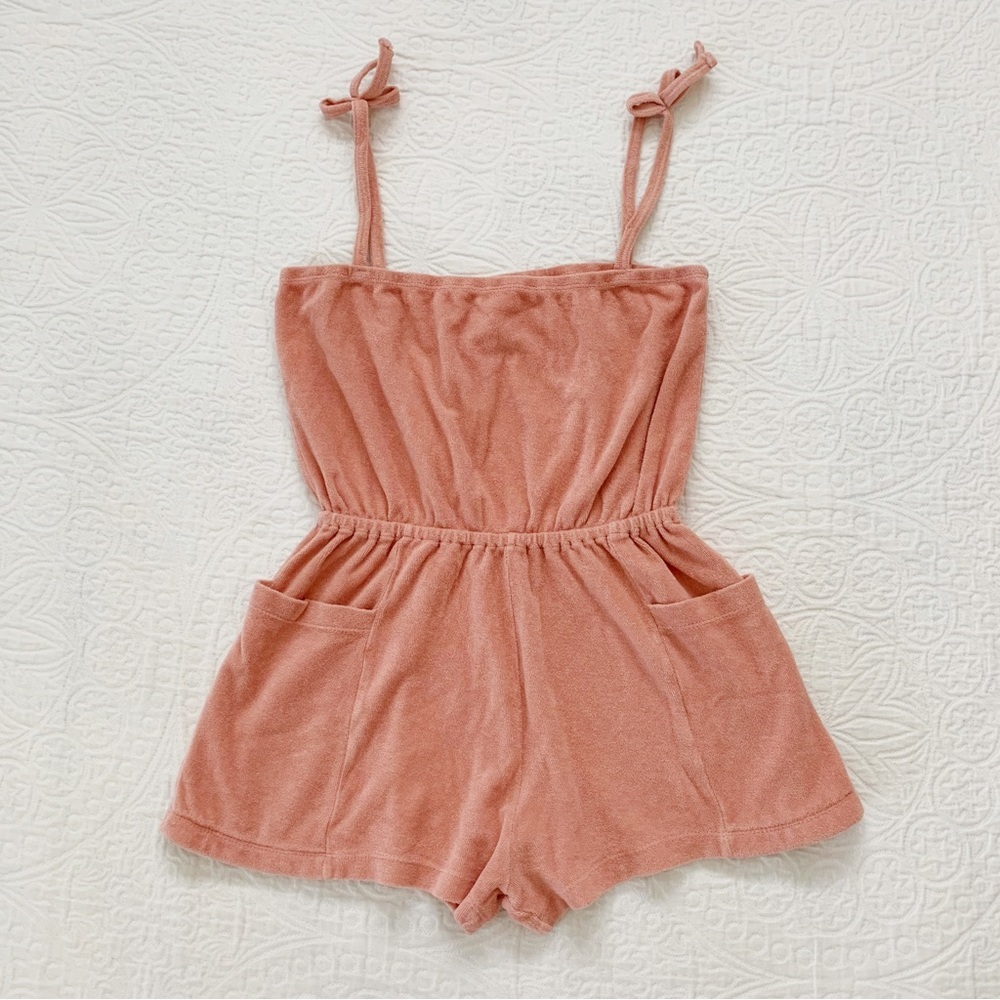 Suzie Kondi Kids Cotton Terry Romper, Pink